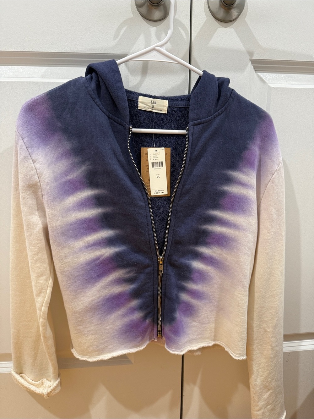 T.La Tie-Dye Zip Hoodie Jacket - Navy, Purple & Cream